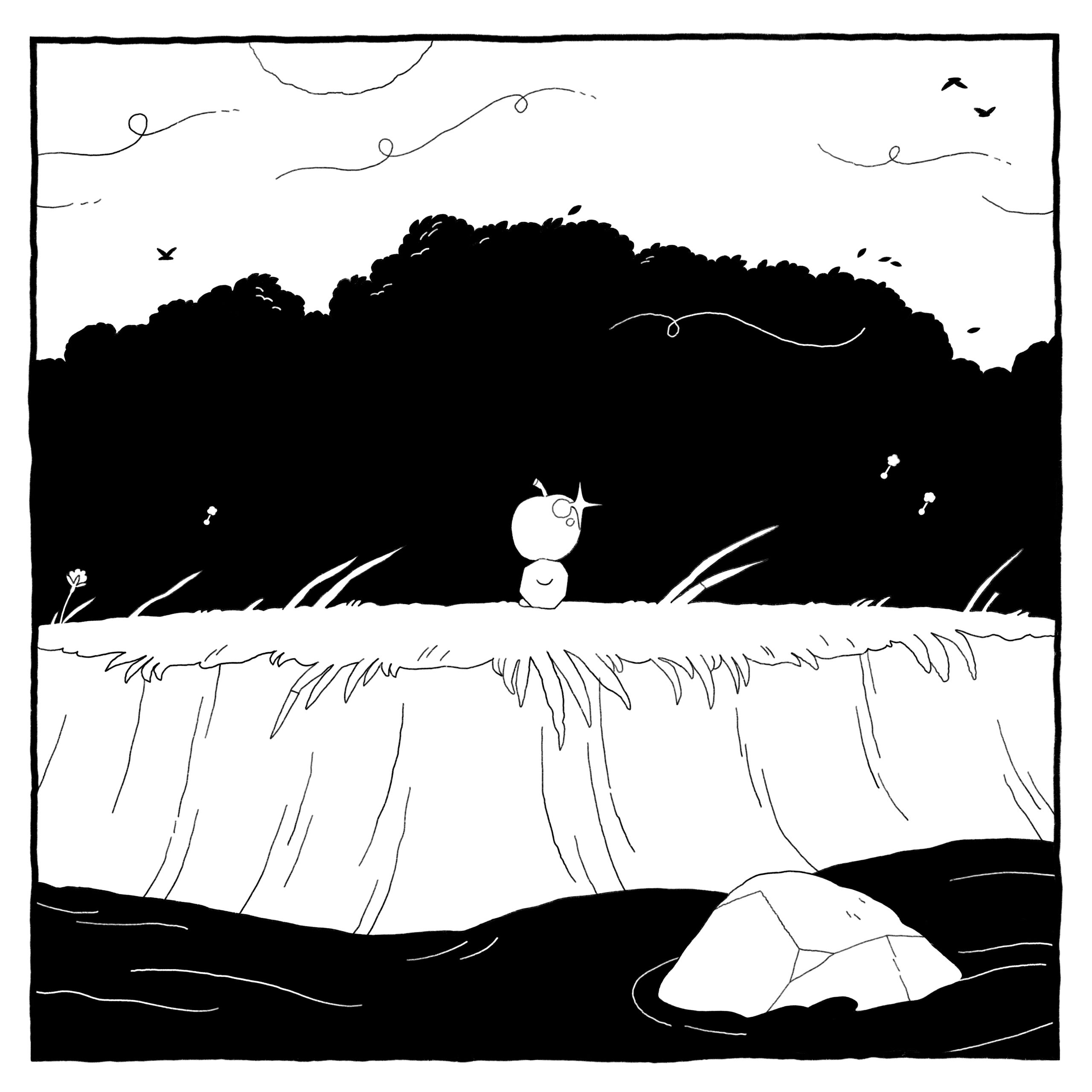 At the edge of the forest, the wind blows. 